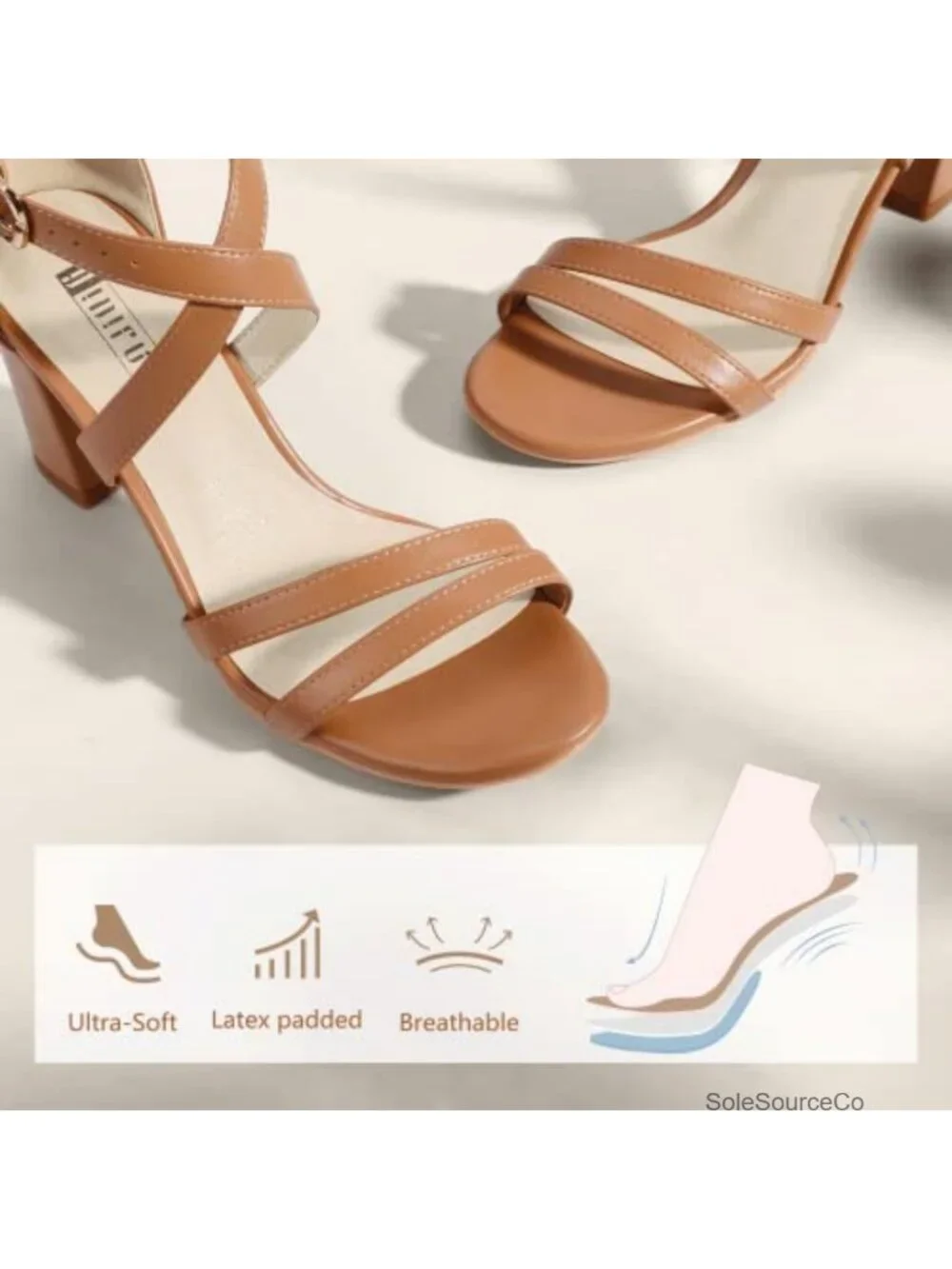 Block Heel Open Toe Strappy Sandals - Dressy Chunky Heel